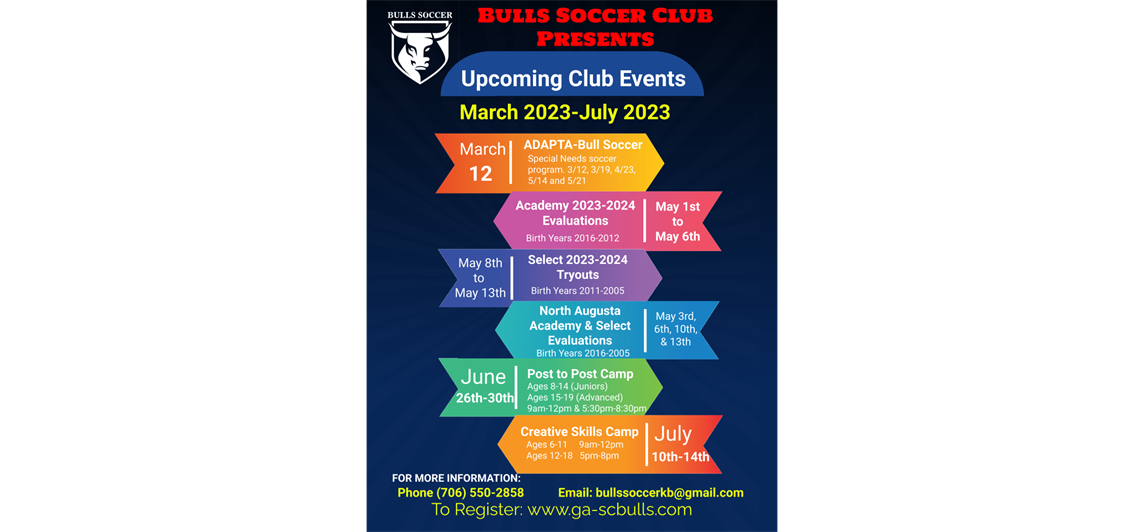 Bulls Soccer Club 2023-2024 Competitive Evaluations and Tryouts